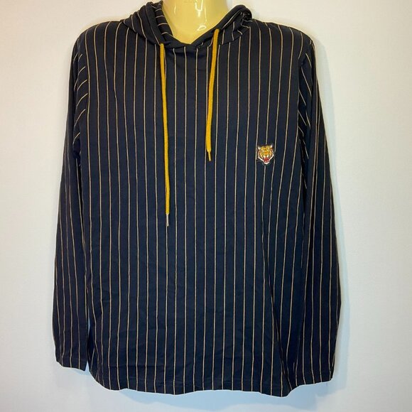 Denim & Flower Other - Denim & Flower Men's Navy Striped Pullover Hooded Shirt - Size Medium - NWT